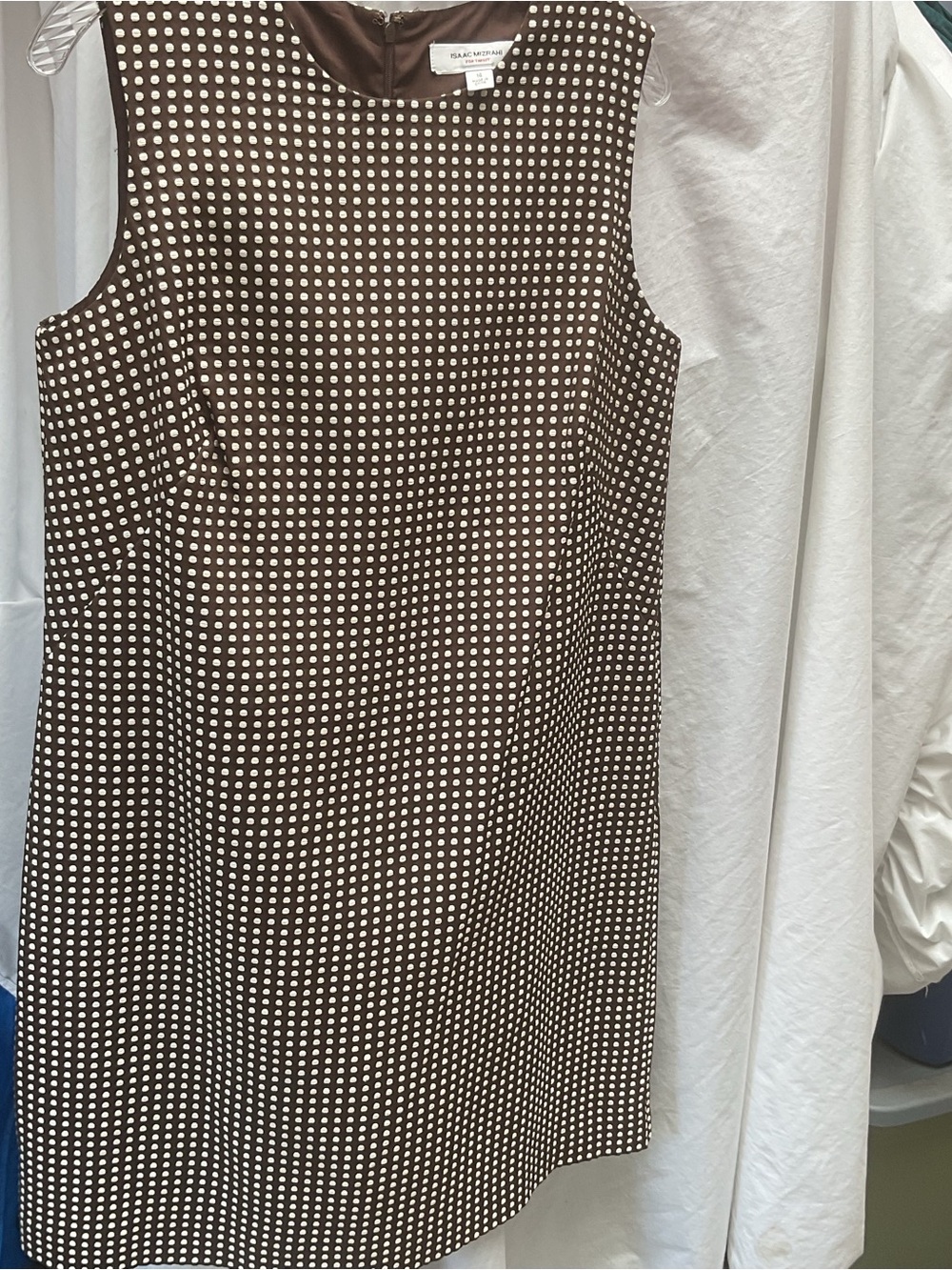 Isaac Mizrahi Brown Dress with White Polka Dots